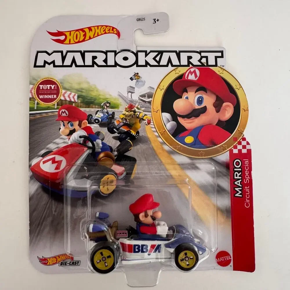 Hot Wheels Mario Kart Red Yoshi and Mario Circuit Special Die-Cast Car NEW